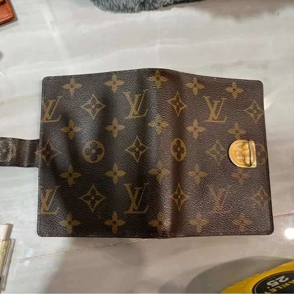 Louis Vuitton Brown Monogram Notebook Cover with Gold Clasp